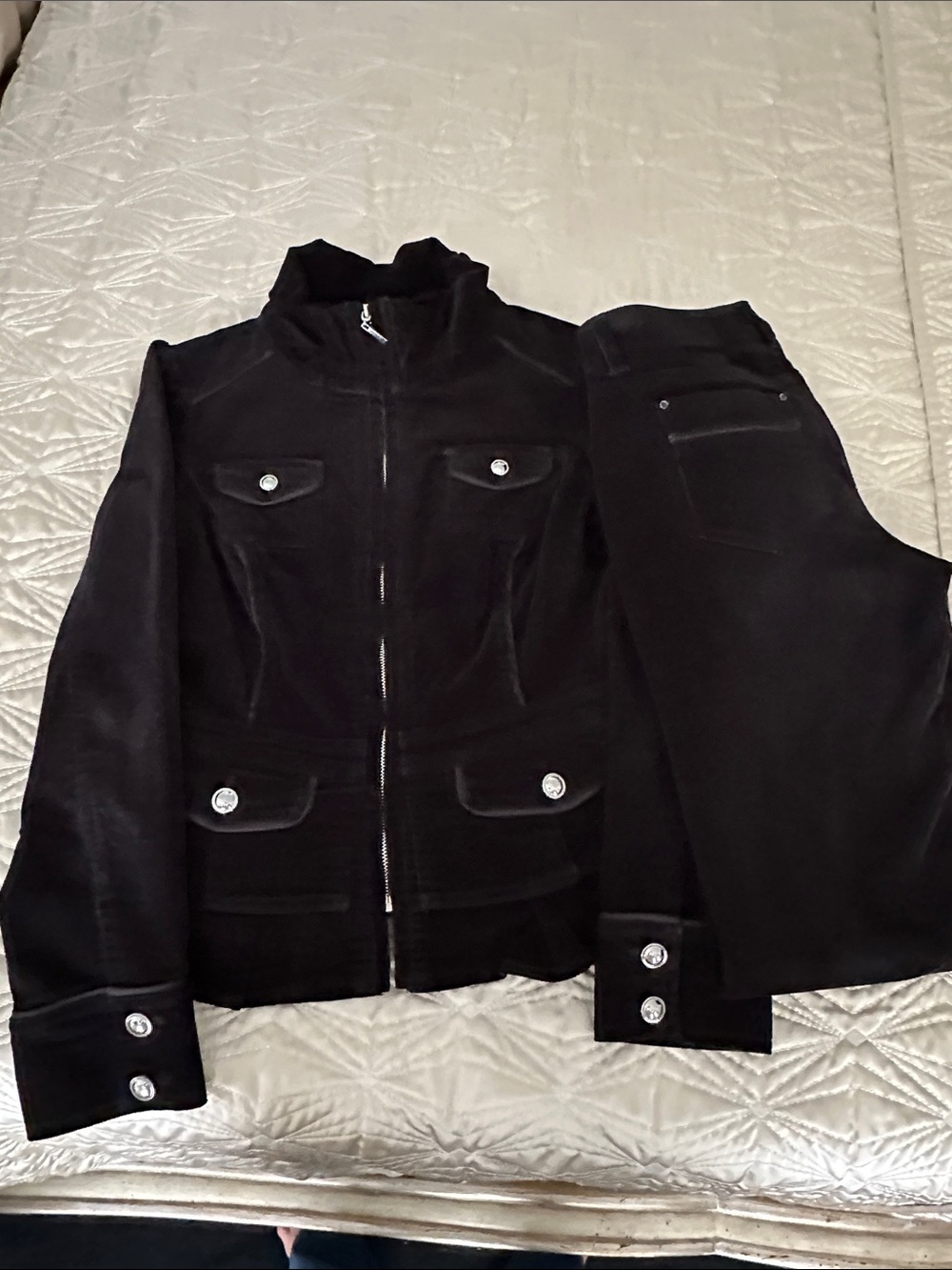 White House Black Market Black Corduroy Jacket and Pants Set